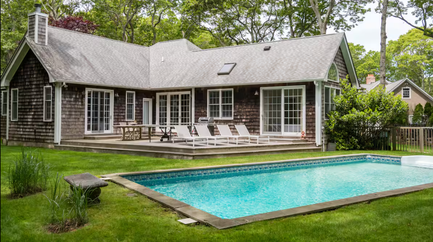 A house with a pool in the back

Description automatically generated
